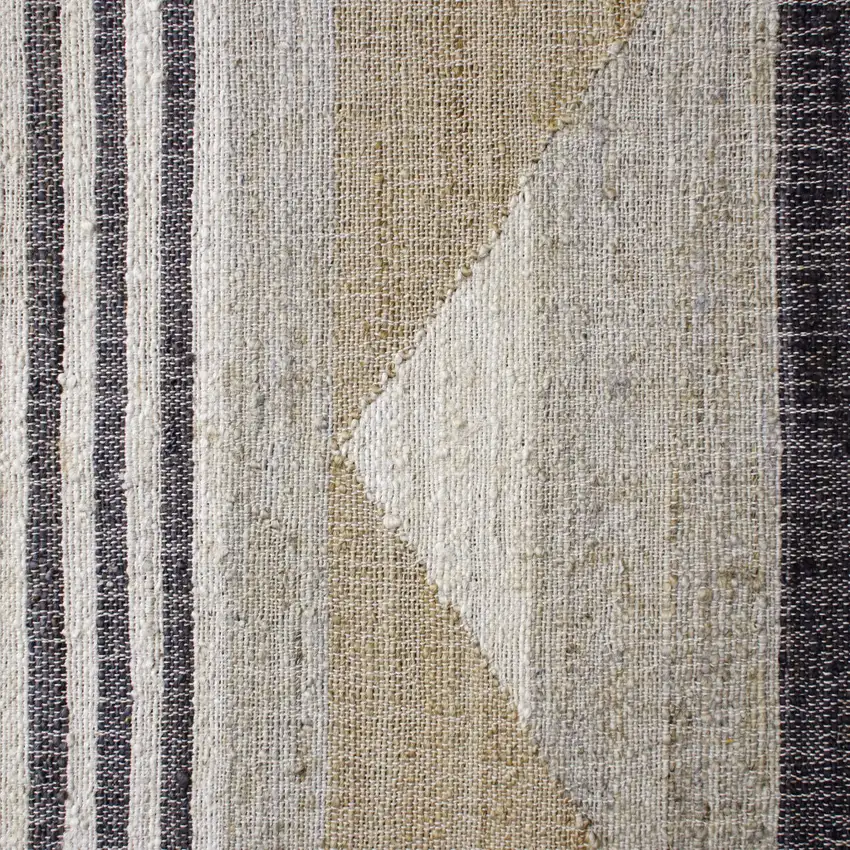 Beige And Black Jute Geometric Hand Woven Square Rug Photo 9