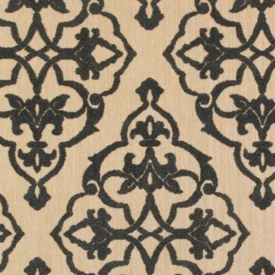 Beige And Black Medallion Stain Resistant Indoor Outdoor Area Rug Photo 6