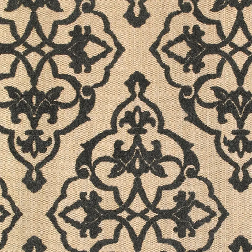 Beige And Black Medallion Stain Resistant Indoor Outdoor Area Rug Photo 6