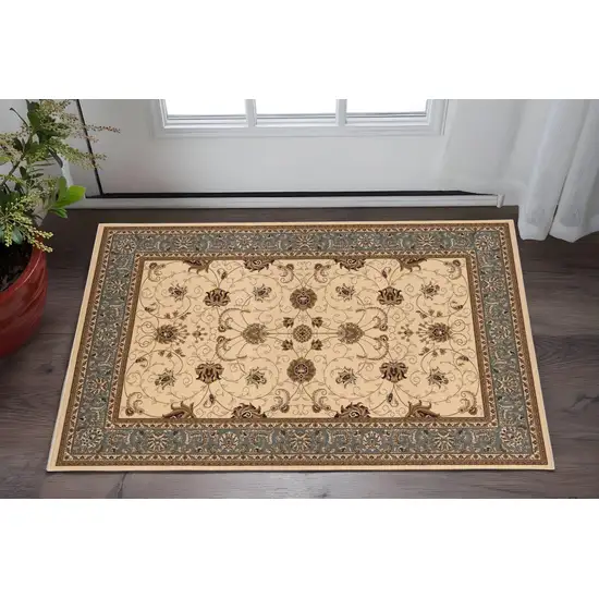 Beige And Black Oriental Area Rug Photo 1