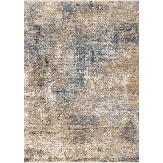 Beige And Blue Abstract Area Rug Photo 2