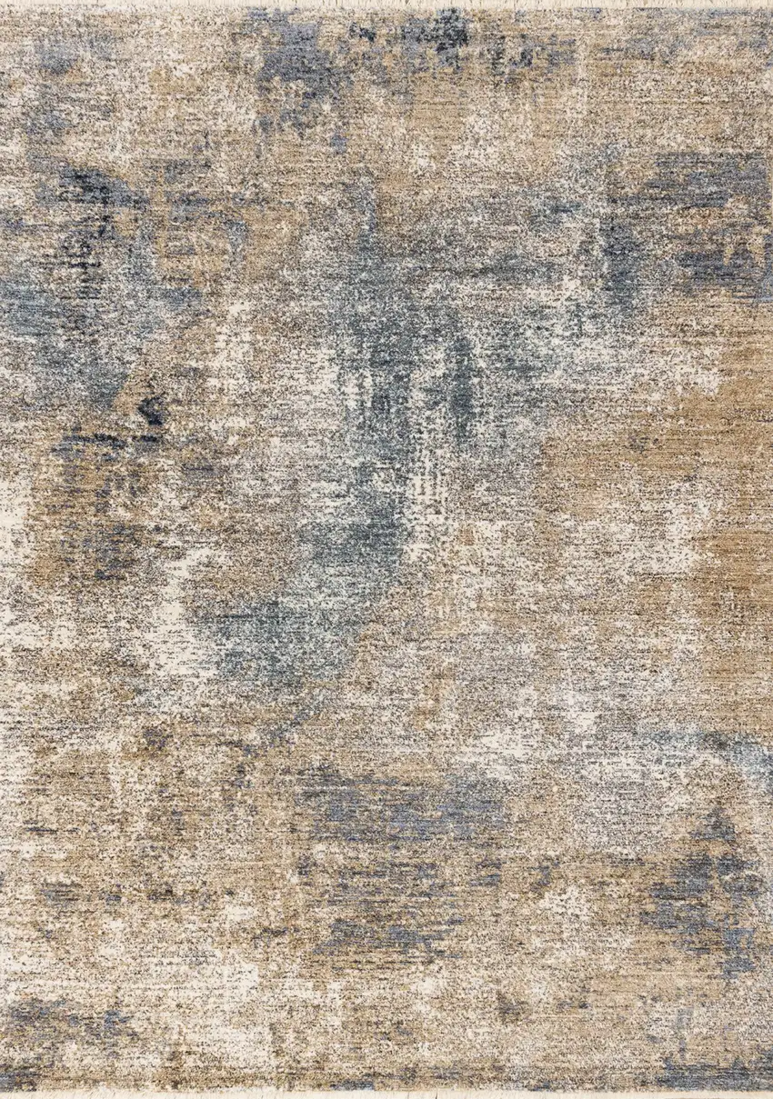 Beige And Blue Abstract Area Rug Photo 2