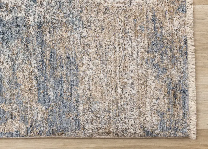Beige And Blue Abstract Area Rug Photo 9