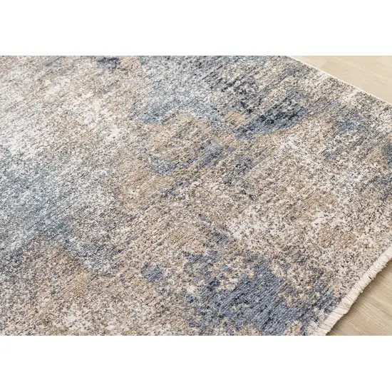 Beige And Blue Abstract Area Rug Photo 8