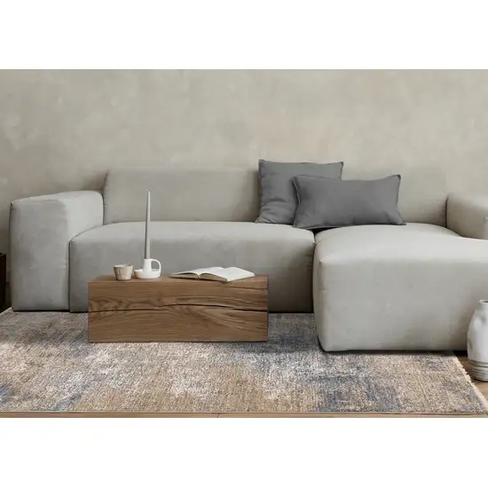 Beige And Blue Abstract Area Rug Photo 7