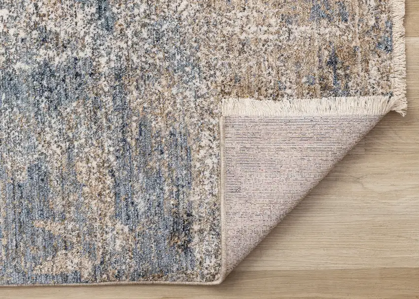 Beige And Blue Abstract Area Rug Photo 9