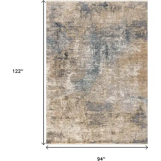 Beige And Blue Abstract Area Rug Photo 3
