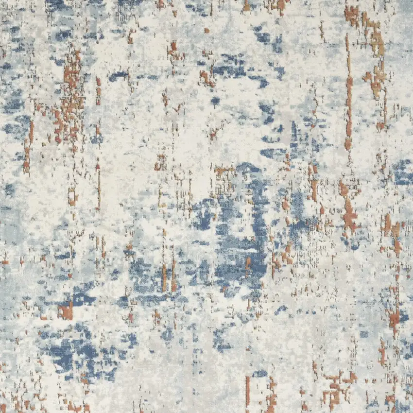 Beige And Blue Abstract Area Rug Photo 8