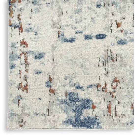 Beige And Blue Abstract Area Rug Photo 9