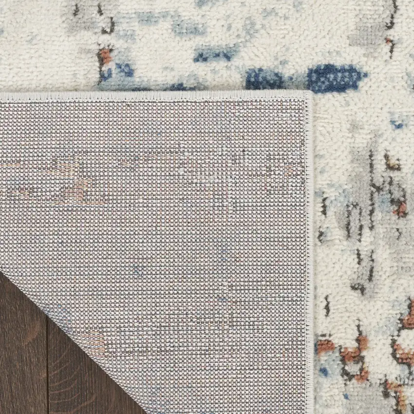 Beige And Blue Abstract Area Rug Photo 8