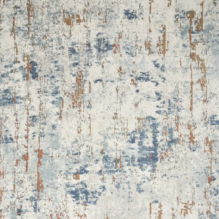 Beige And Blue Abstract Area Rug Photo 9