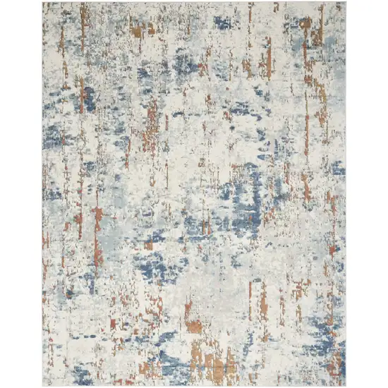 Beige And Blue Abstract Area Rug Photo 2