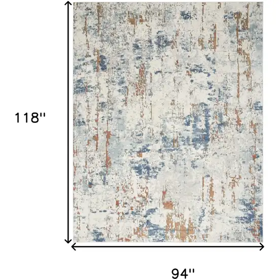 Beige And Blue Abstract Area Rug Photo 3