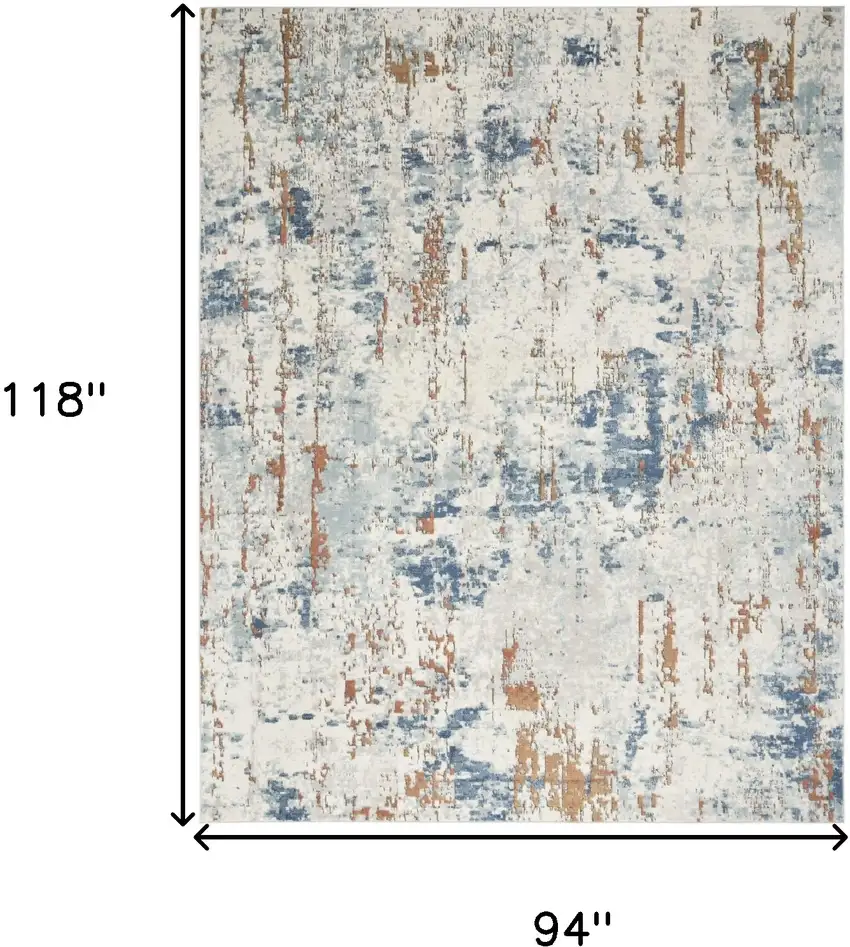 Beige And Blue Abstract Area Rug Photo 3