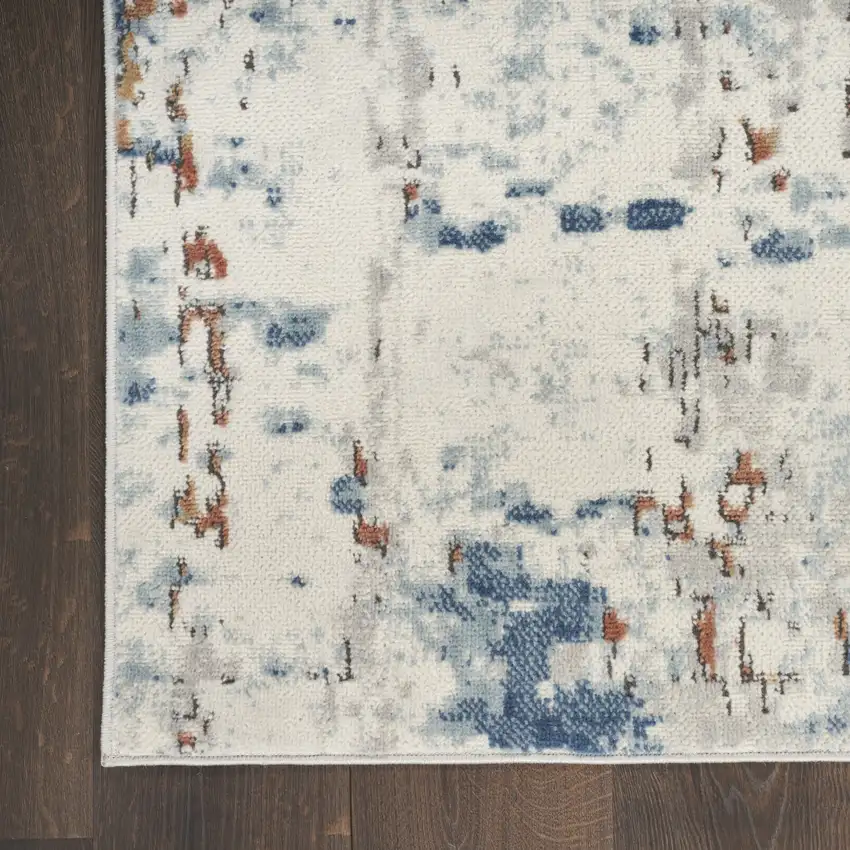 Beige And Blue Abstract Area Rug Photo 9