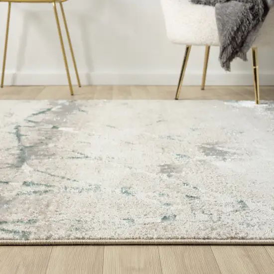 Beige And Blue Abstract Area Rug Photo 7