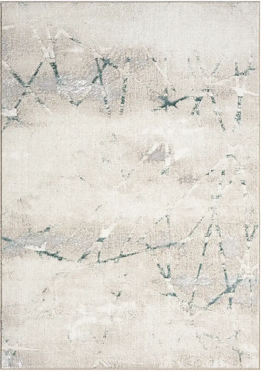 Beige And Blue Abstract Area Rug Photo 2