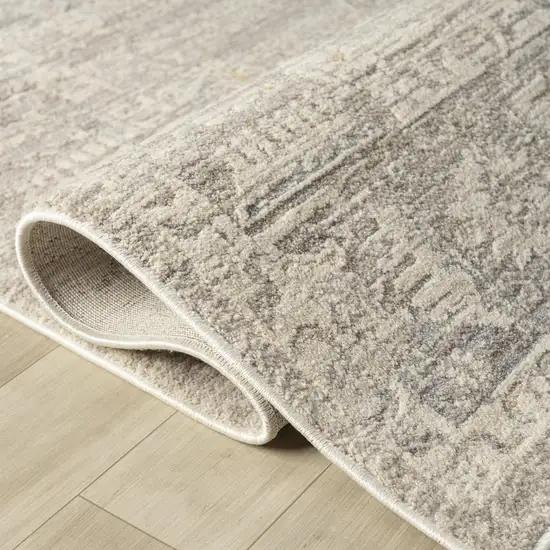 Beige And Blue Abstract Area Rug Photo 3