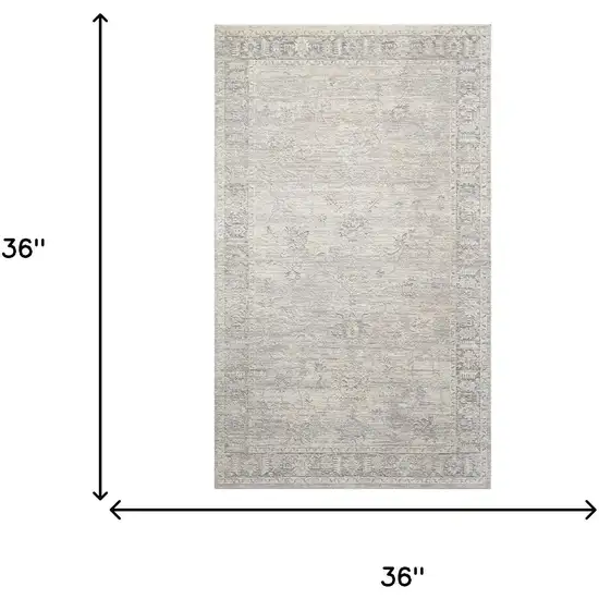 Beige And Blue Abstract Area Rug Photo 6