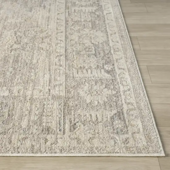 Beige And Blue Abstract Area Rug Photo 4