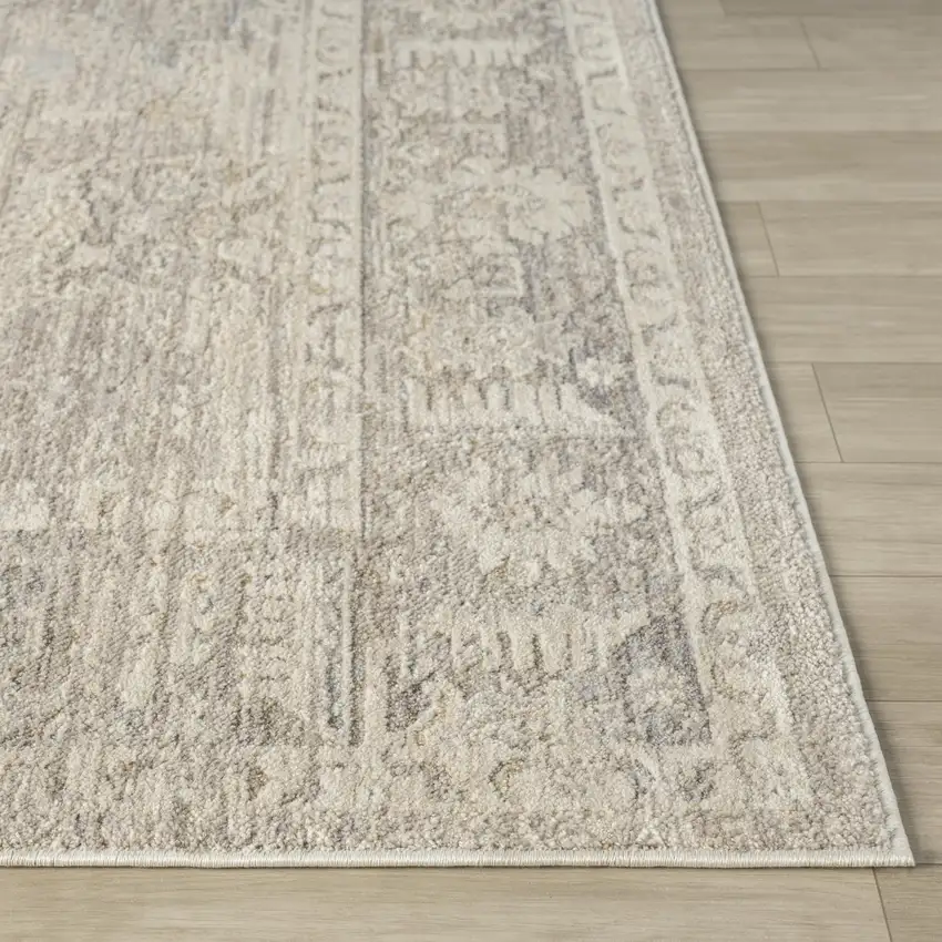 Beige And Blue Abstract Area Rug Photo 4