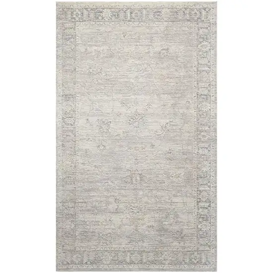 Beige And Blue Abstract Area Rug Photo 2