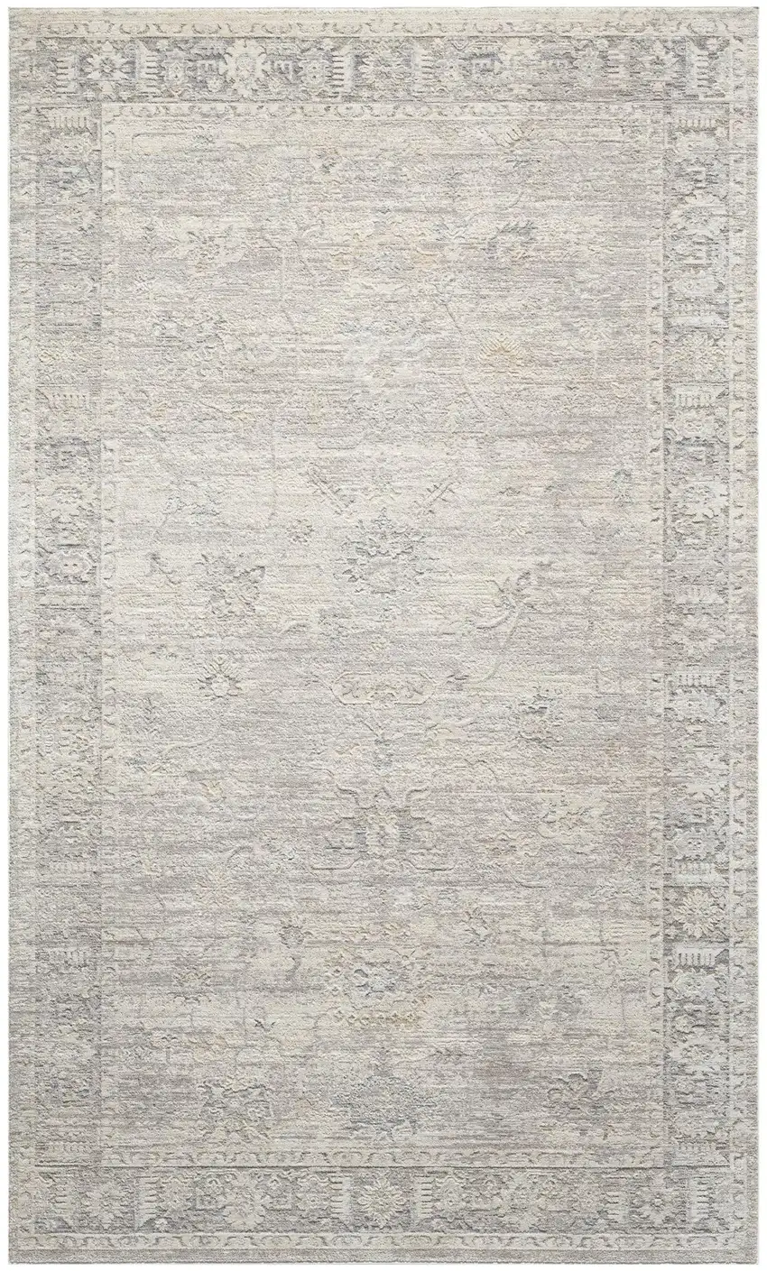 Beige And Blue Abstract Area Rug Photo 2