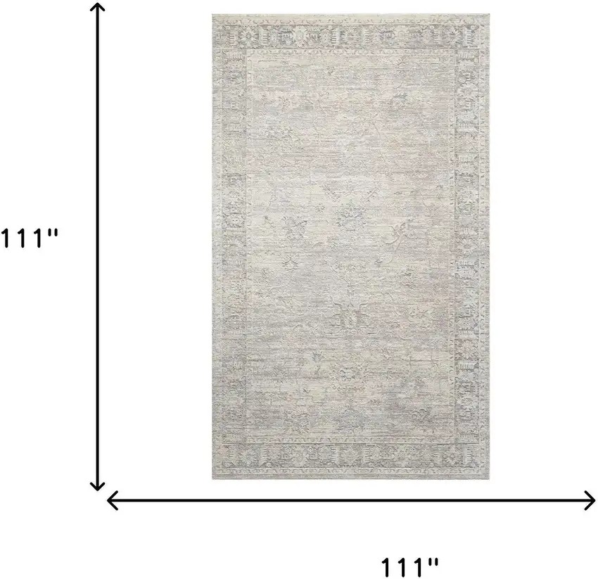 Beige And Blue Abstract Area Rug Photo 6
