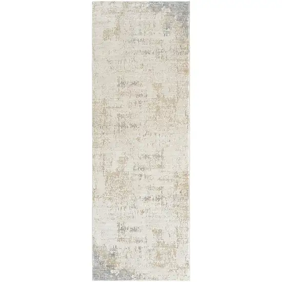 Beige And Blue Abstract Area Rug Photo 2