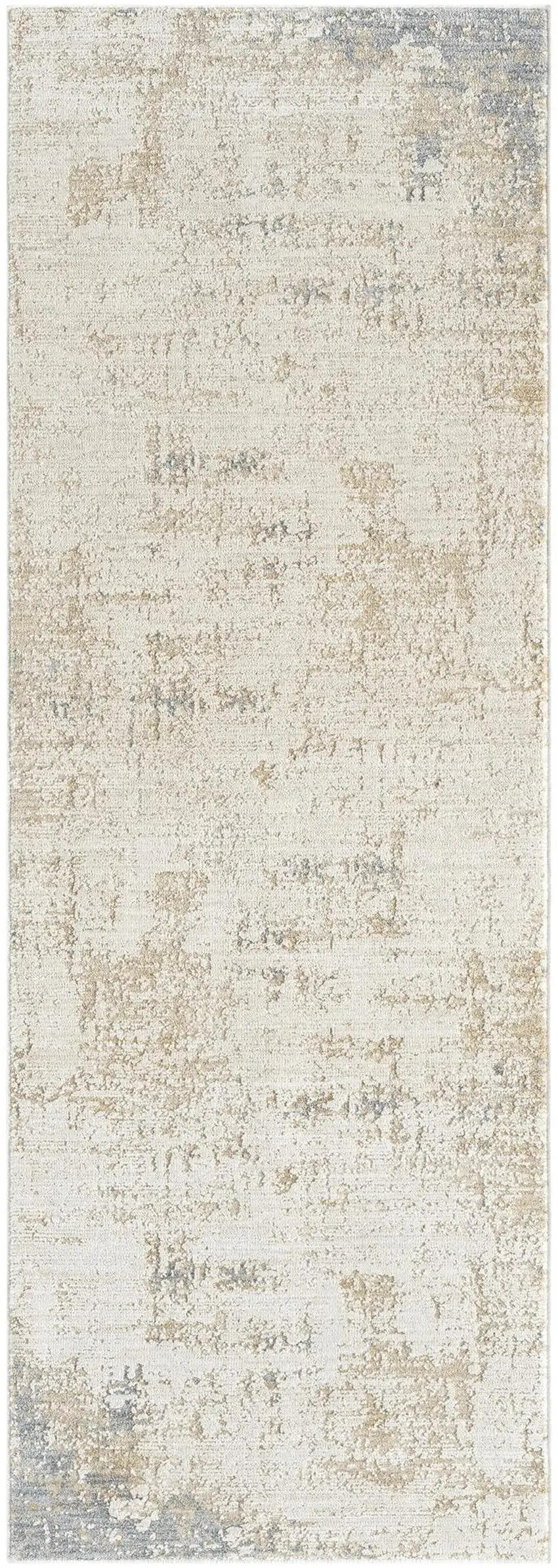 Beige And Blue Abstract Area Rug Photo 2
