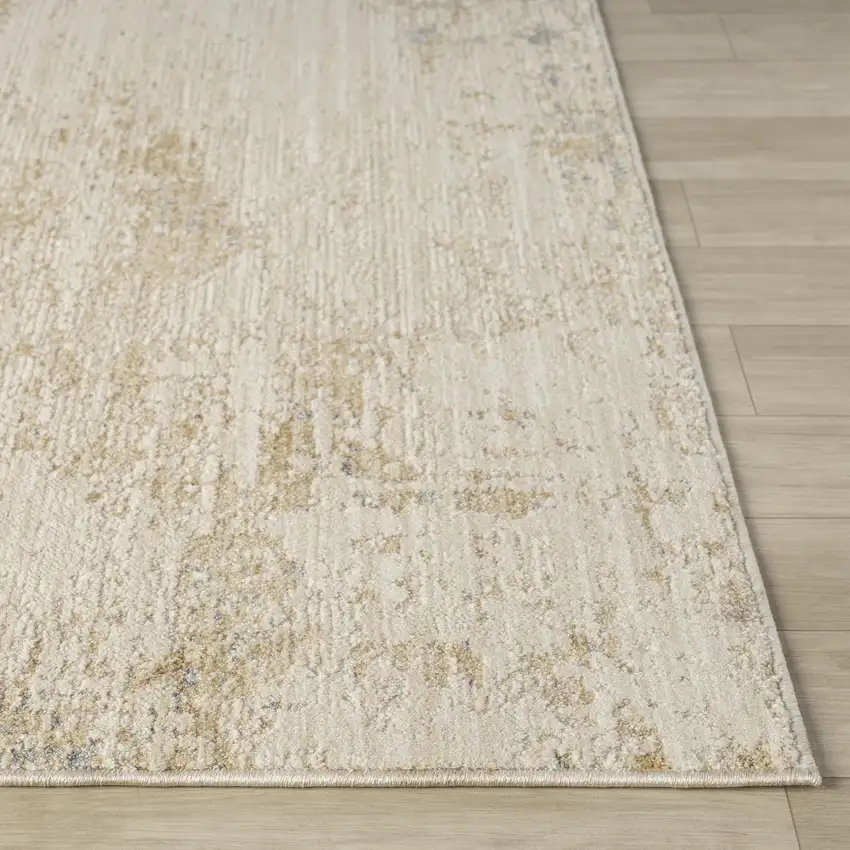 Beige And Blue Abstract Area Rug Photo 4