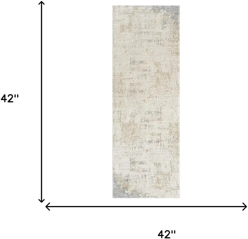 Beige And Blue Abstract Area Rug Photo 7
