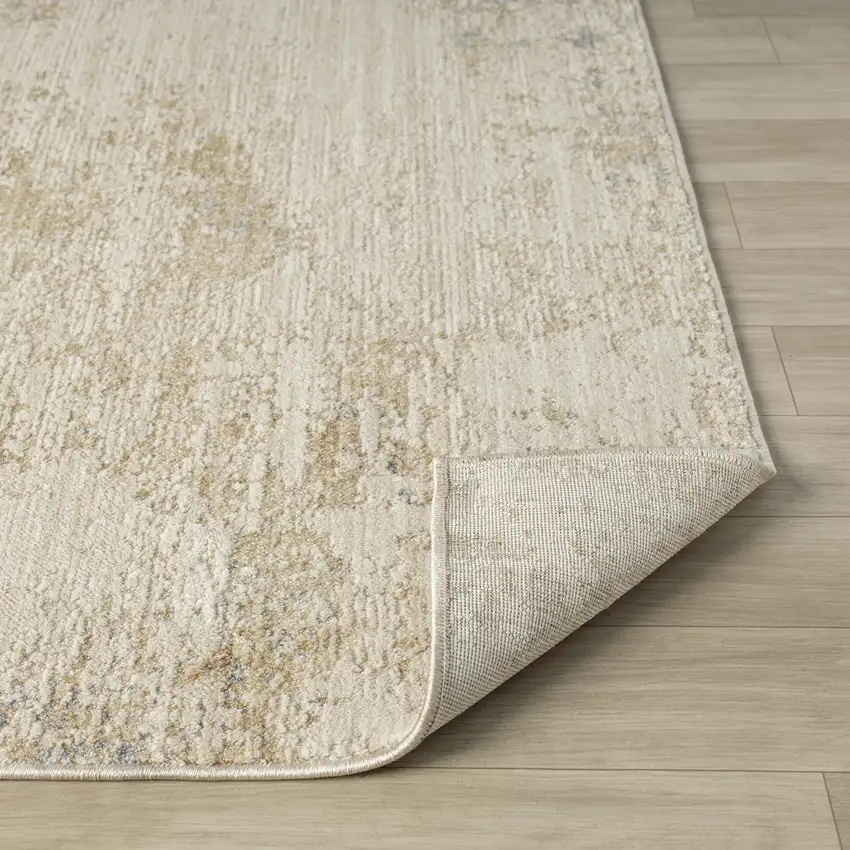 Beige And Blue Abstract Area Rug Photo 5