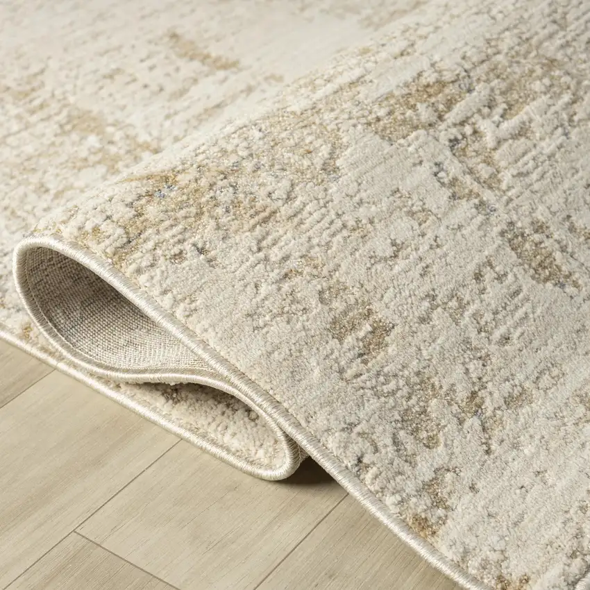 Beige And Blue Abstract Area Rug Photo 3