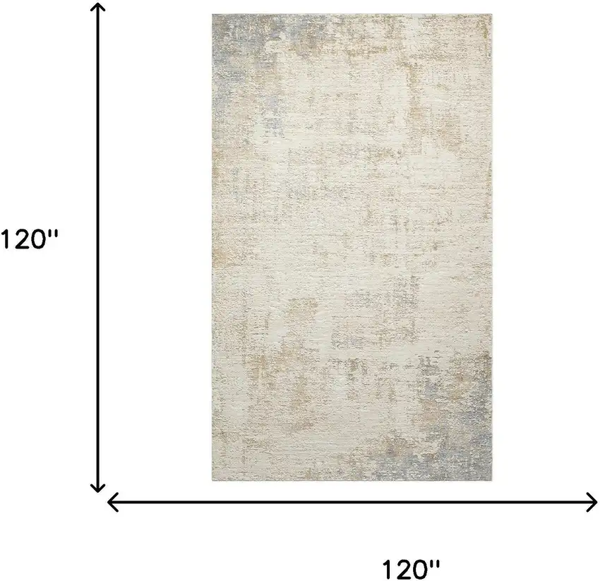 Beige And Blue Abstract Area Rug Photo 7