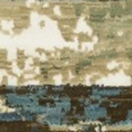 Beige And Blue Abstract Area Rug Photo 4