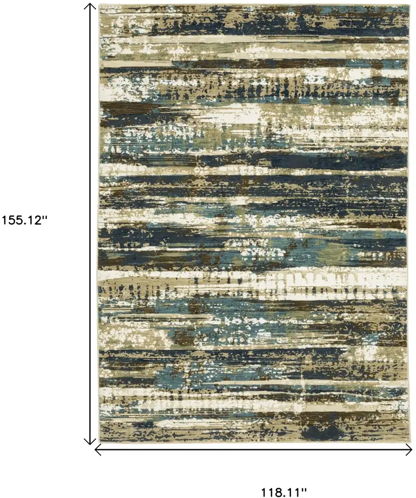 Beige And Blue Abstract Area Rug Photo 3