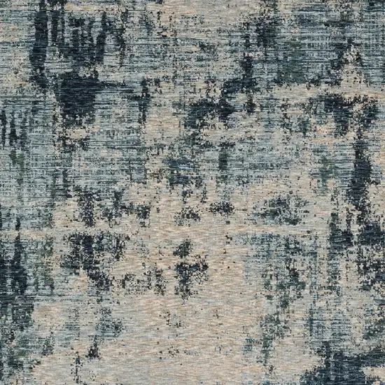 Beige And Blue Abstract Distressed Area Rug With Fringe Photo 4