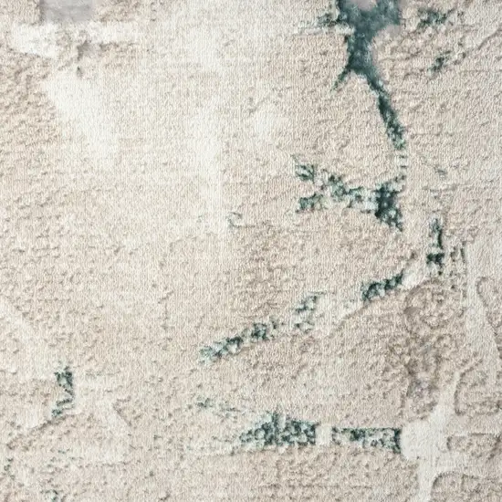 Beige And Blue Abstract Distressed Area Rug Photo 8