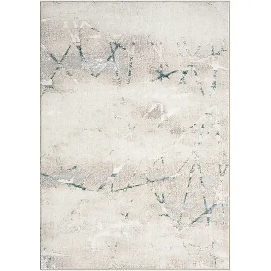 Beige And Blue Abstract Distressed Area Rug Photo 2