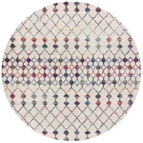 8' X 8' Beige And Blue Abstract Round Rug Photo 2