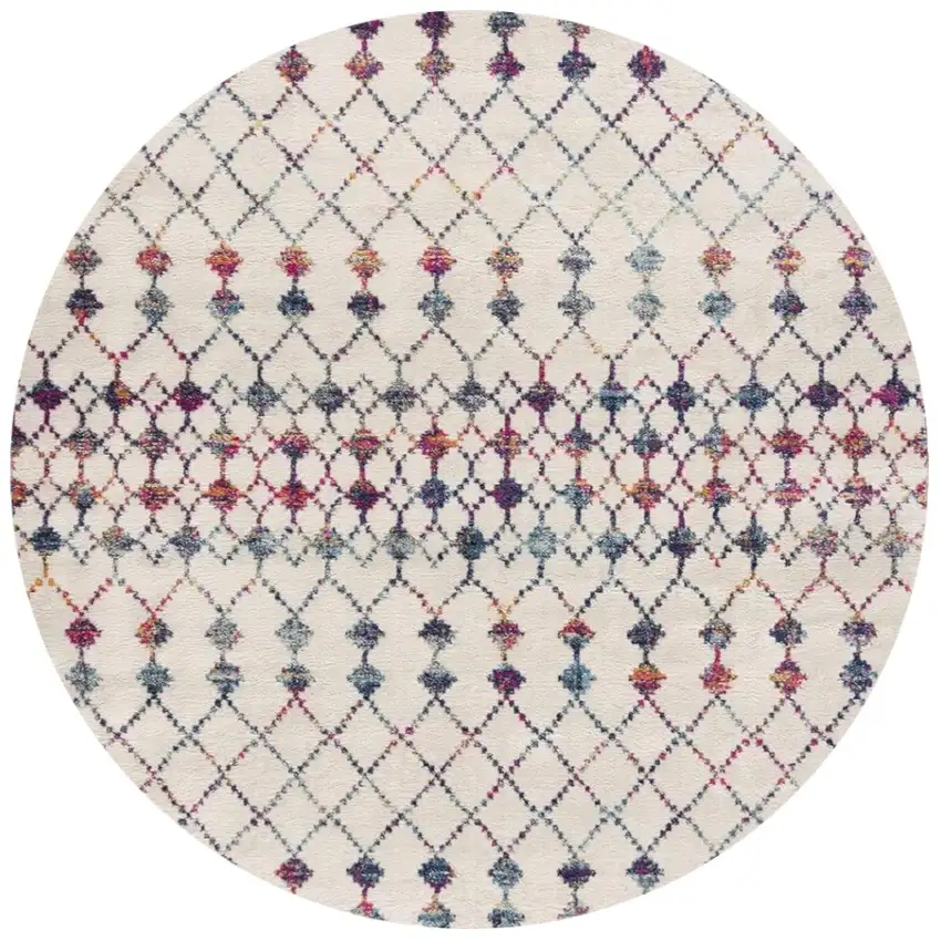 8' X 8' Beige And Blue Abstract Round Rug Photo 2