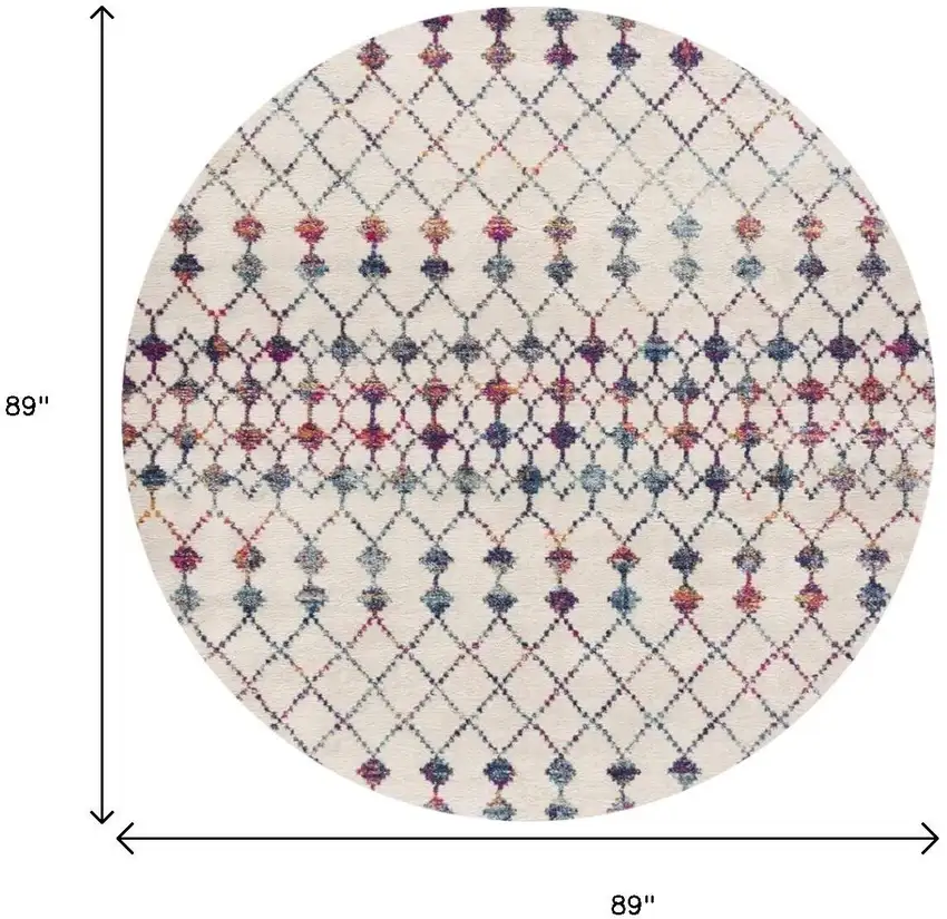 8' X 8' Beige And Blue Abstract Round Rug Photo 3