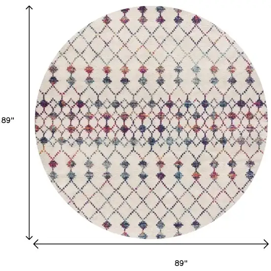 Beige And Blue Abstract Round Rug Photo 3