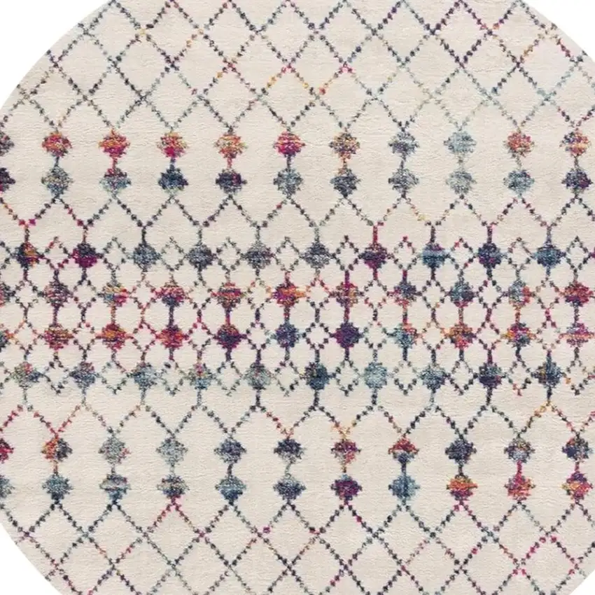 8' X 8' Beige And Blue Abstract Round Rug Photo 4