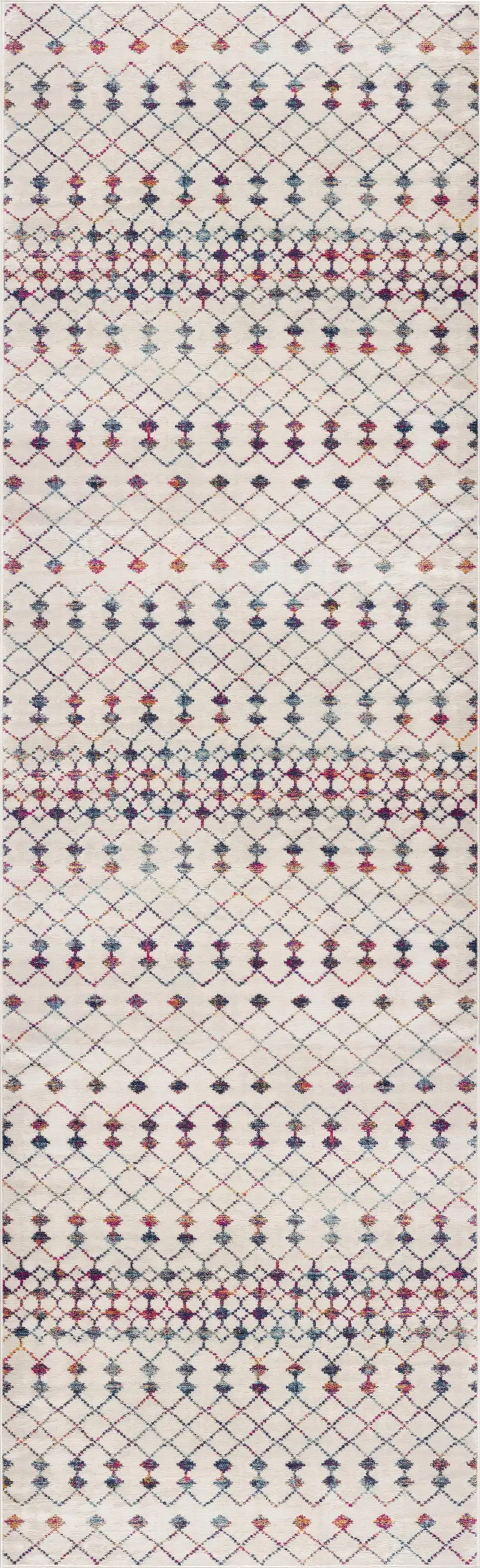 Beige And Blue Abstract Runner Rug Photo 2