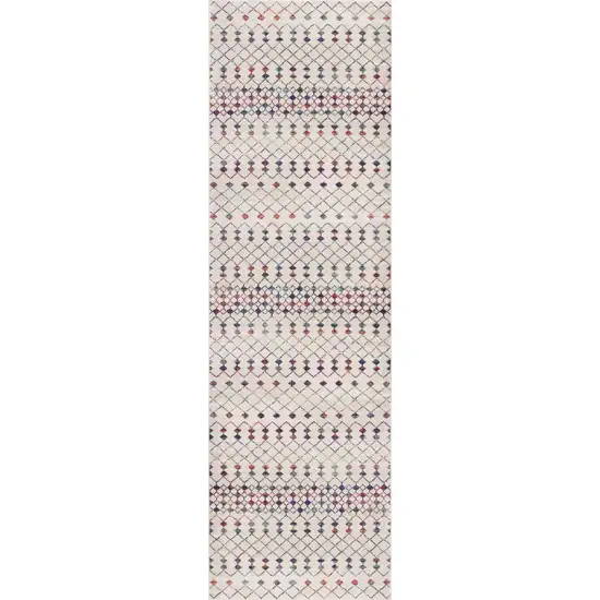Beige And Blue Abstract Runner Rug Photo 2