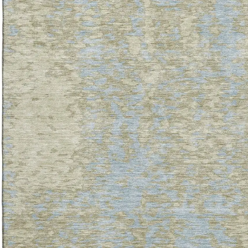 Beige And Blue Abstract Washable Area Rug With UV Protection Photo 2