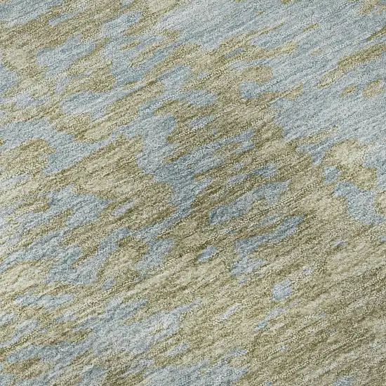 Beige And Blue Abstract Washable Area Rug With UV Protection Photo 9