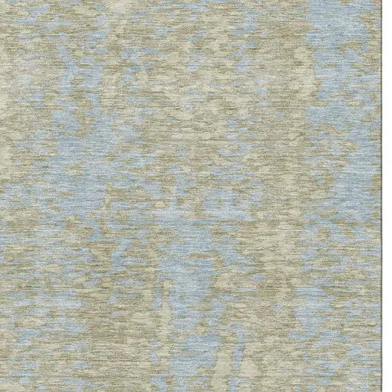 Beige And Blue Abstract Washable Area Rug With UV Protection Photo 2